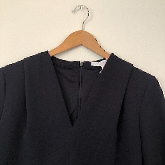 NEW NWT PRESTON YORK Solid Navy Blue Bow 3/4 Sleeve Polyester Blouse Top Small - Picture 3 of 9